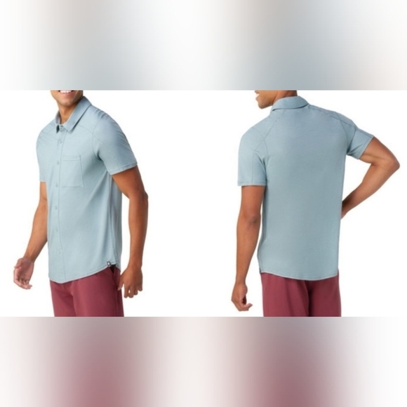 Smartwool Blue Gray Merino Sport 150 Gorpcore Short Sleeve Polo Shirt Sz XXL - Picture 3 of 10